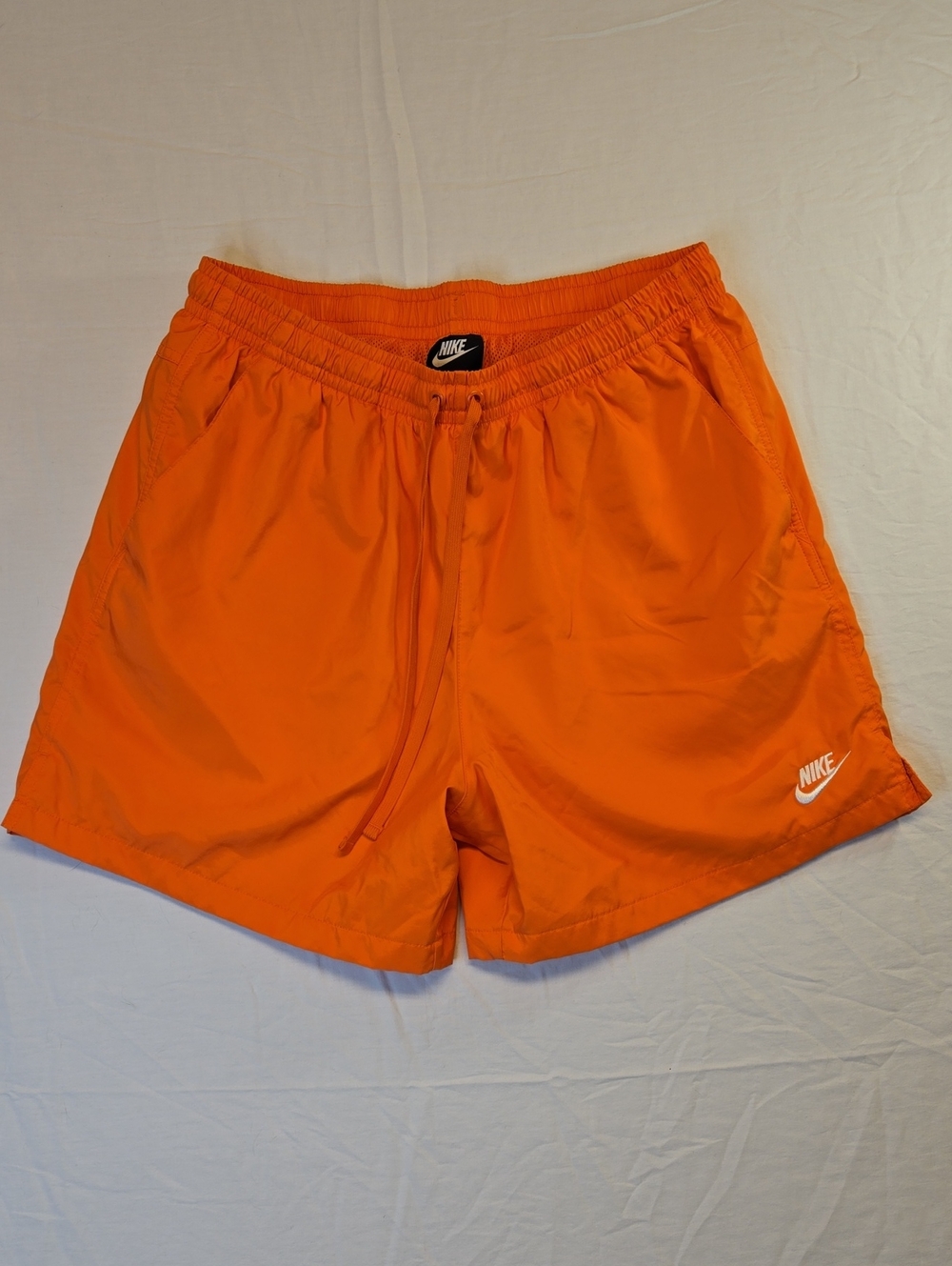 Nike Bright Orange Swimwear Beach Shorts with White Embroidered Logo